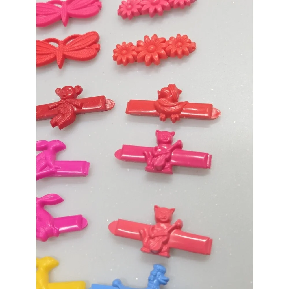 Vintage Goody Plastic Hair Barrettes 70ʼs 80ʼs Poodle Duck Cats Snap Tight Lot